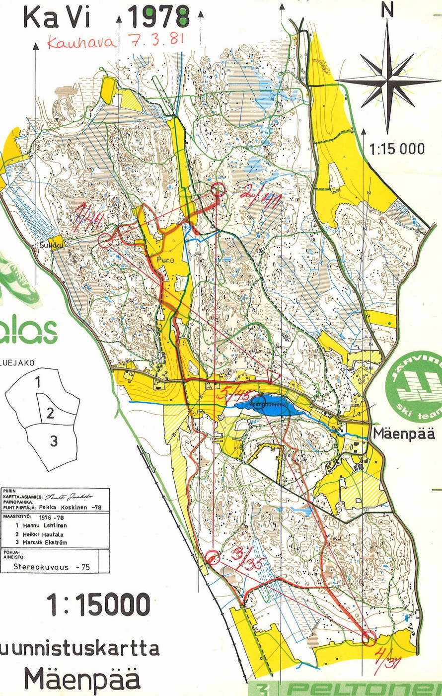 My-Doma Digitaalinen kartta-arkisto :: Kauhavan  hiihtosuunnistuskansalliset, H16, 6,8 km (07/03/1981)